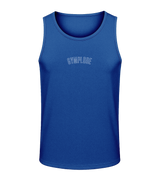 Mens royal blue AWDis TraceFit activewear vest with Gymplode signature logo