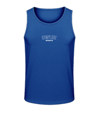 Mens royal blue AWDis TraceFit sportline vest with Gymplode signature logo
