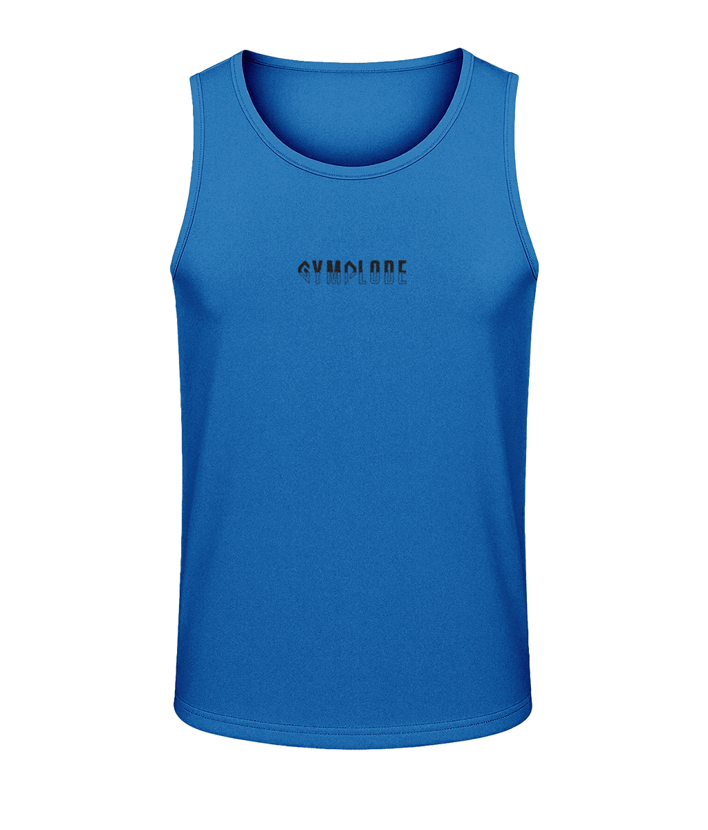 Mens sapphire blue AWDis Duo Performance sports vest with Gymplode signature logo