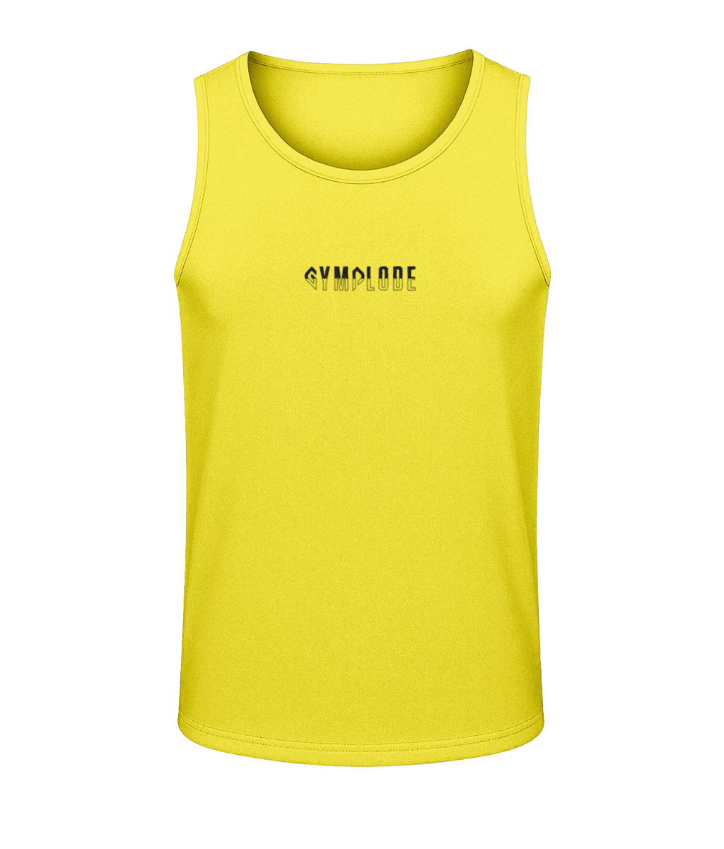 Mens sun yellow AWDis Duo Performance sports vest with Gymplode signature logo