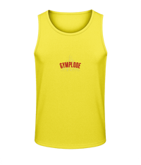Mens sun yellow AWDis T-Geo sporty fit just cool vest with Gymplode sig logo