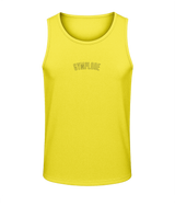 Mens sun yellow AWDis TraceFit activewear vest with Gymplode signature logo