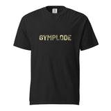 Military Style unisex black Gymplode t-shirt with signature logo imprint, front view