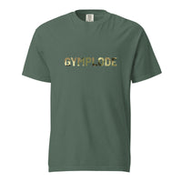 Military Style unisex blue spruce Gymplode t-shirt with signature logo imprint, front view