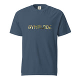 Military Style unisex midnight Gymplode t-shirt with signature logo imprint, front view