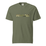 Military Style unisex moss Gymplode t-shirt with signature logo imprint, front view