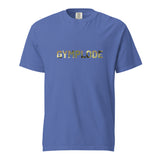 Military Style unisex mystic blue Gymplode t-shirt with signature logo imprint, front view