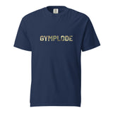 Military Style unisex true navy Gymplode t-shirt with signature logo imprint, front view