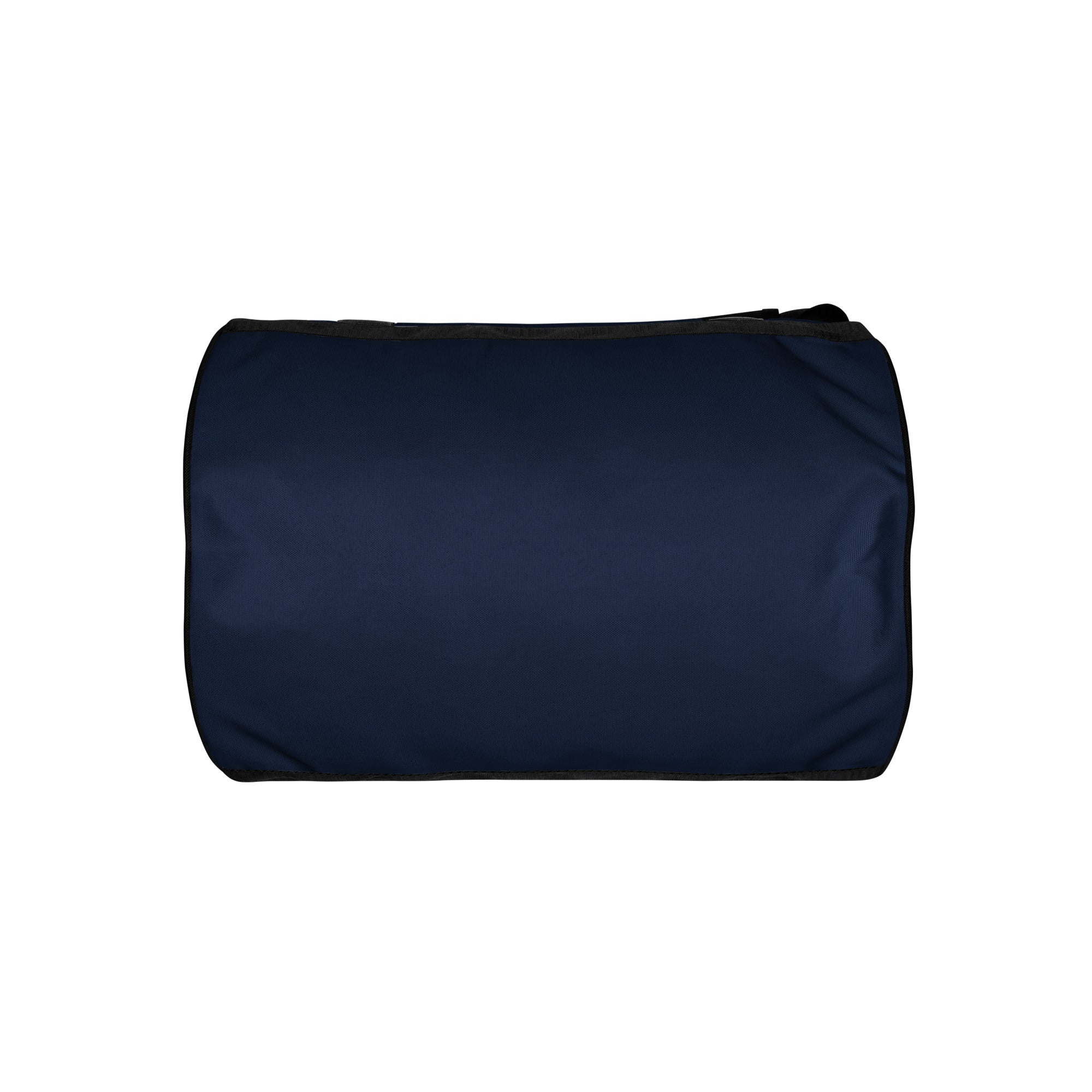 Navy blue rounded end Gymplode duffle bag with no print, bottom view
