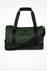 Night green rounded end Gymplode duffle bag with dual mark, front view