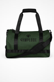 Night green rounded end Gymplode duffle bag with dual mark, front view