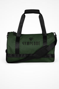 Night green rounded end Gymplode duffle bag with dual mark, front view