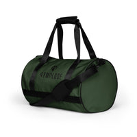 Night green rounded end Gymplode duffle bag with dual mark, left front view