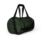 Night green rounded end Gymplode duffle bag with dual mark, right front view
