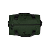 Night green rounded end Gymplode duffle bag with dual mark on both sides, top view