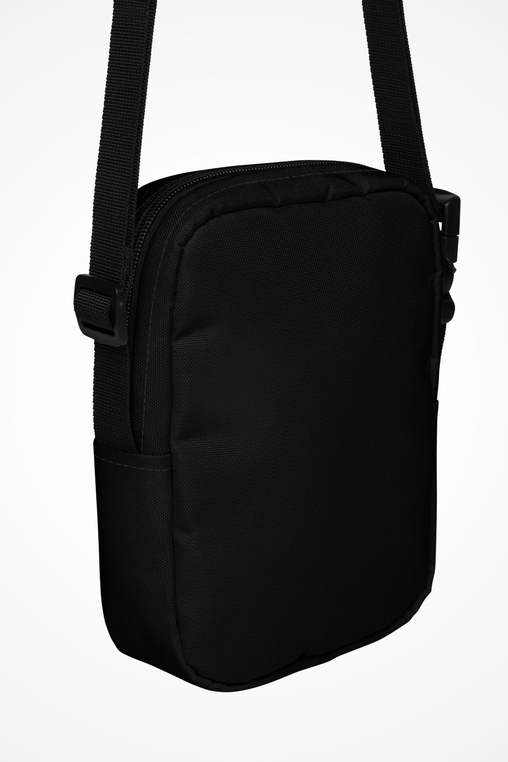 Onyx black Gymplode slingback utility bag with no print, back view