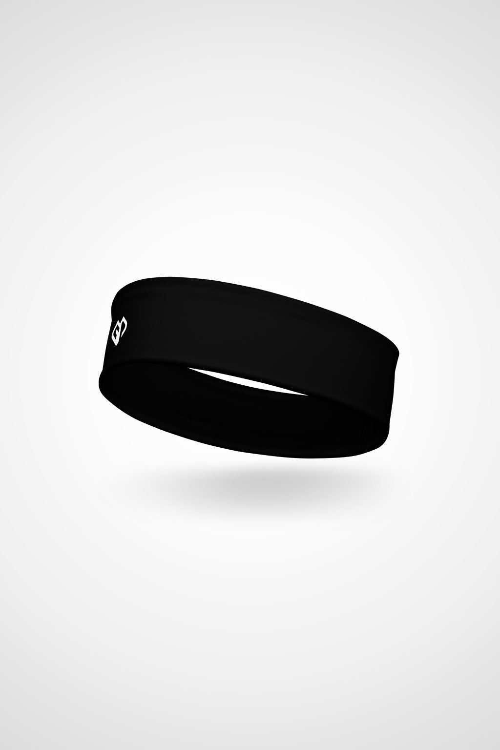 Onyx Gymplode headband with icon logo, angled view