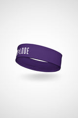 Purple Gymplode headband with signature logo, angled view