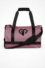 Rosewood rounded end Gymplode duffle bag with icon logo, front view