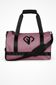 Rosewood rounded end Gymplode duffle bag with icon logo, front view