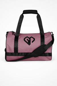 Rosewood rounded end Gymplode duffle bag with icon logo, front view