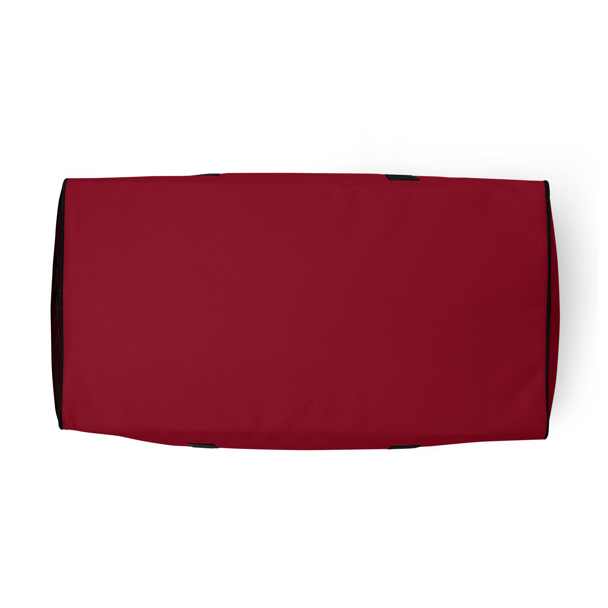 Ruby red square end Gymplode duffle bag with no print, bottom view