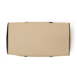 Soft beige square end Gymplode duffle bag with no print, bottom view