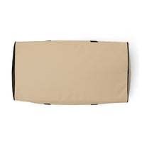 Soft beige square end Gymplode duffle bag with no print, bottom view