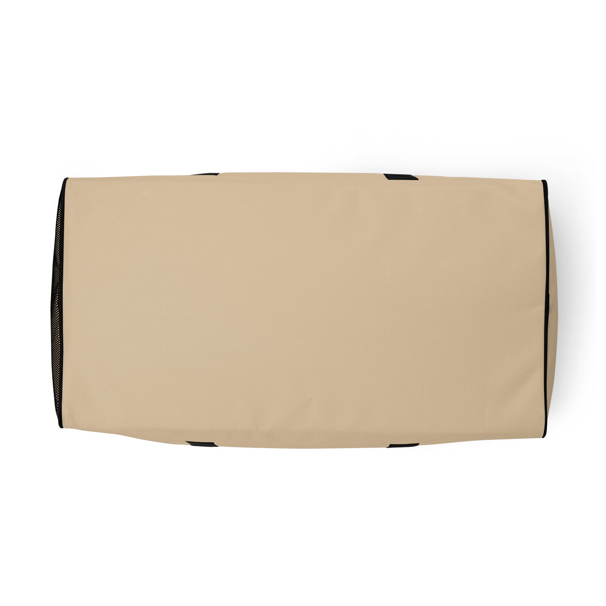 Soft beige square end Gymplode duffle bag with no print, bottom view