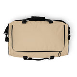Soft beige square end Gymplode duffle bag with no print, top view