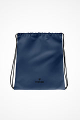 Storm blue lightweight drawstring bag with Gymplode dual mark imprint, front view