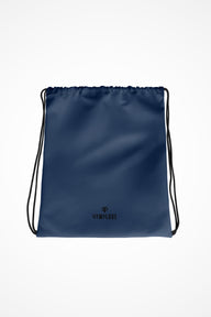 Storm blue lightweight drawstring bag with Gymplode dual mark imprint, front view