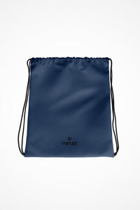 Storm blue lightweight drawstring bag with Gymplode dual mark imprint, front view