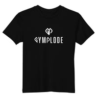 Stylish unisex kids black Gymplode t-shirt with dual mark imprint