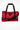 Sunset red rounded end Gymplode duffle bag with icon logo, front view