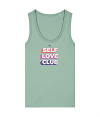 Womens aloe Self Love Club girlie fit tank top with Gymplode icon logo