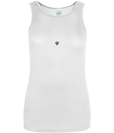 Womens arctic white AWDis girlie fit just cool vest with Gymplode icon logo