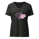 Womens Be Happy Be Loved Be Fit dark grey heather V-neck tee with Gymplode icon print