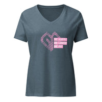 Womens Be Happy Be Loved Be Fit heather slate V-neck tee with Gymplode icon print