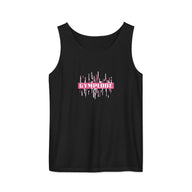 Womens black Prismatic relaxed fit tank top with Gymplode signature logo