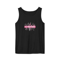 Womens black Prismatic relaxed fit tank top with Gymplode signature logo