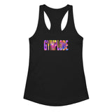Womens black Retro girlie fit racerback tank top with Gymplode sig logo