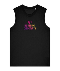 Womens black Running on Empty comfort fit tank top with Gymplode icon logo