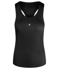 Womens black TriDri® recycled racerback vest with Gymplode icon imprint
