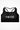 Womens black with black stitch Gymplode padded sports bra with signature logo, front view