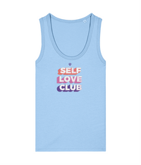 Womens blue soul Self Love Club girlie fit tank top with Gymplode icon logo