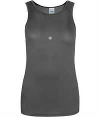 Womens charcoal AWDis girlie fit just cool vest with Gymplode icon logo