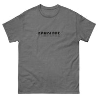 Womens Classic Everyday graphite heather Gymplode t-shirt with signature logo print, front view