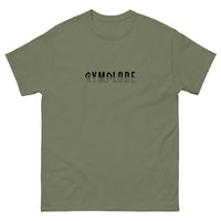 Womens Classic Everyday military green Gymplode t-shirt with signature logo print, front view
