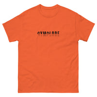 Womens Classic Everyday orange Gymplode t-shirt with signature logo print, front view